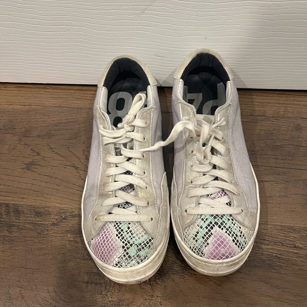 Stylish Women's Sneakers - White with Multicolor Accents
